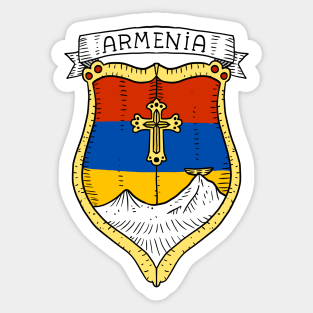 Armenia, flag with mountain Ararat. Sticker